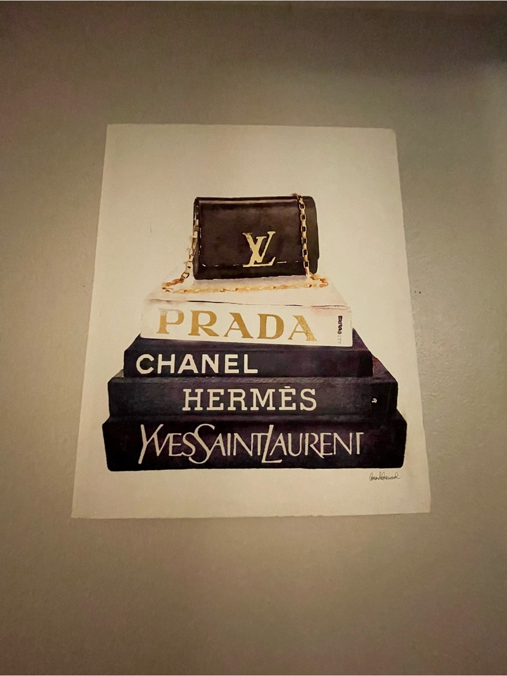 Louis Vuitton Black and Gold Stack of Designer Books Print